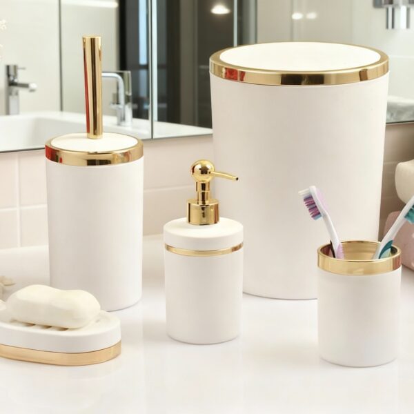 Gümüş Mermer Desenli Banyo Seti